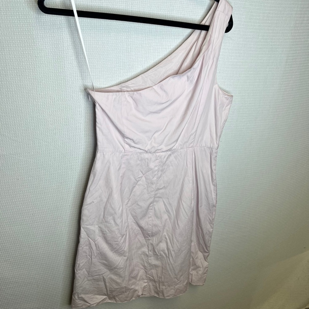 J.Crew Pink One Shoulder‎ Cotton Silk Blend Mini Dress with Pockets Size 10 - Picture 4 of 5
